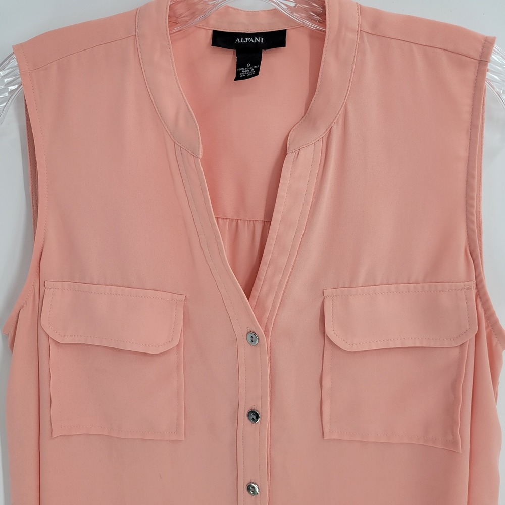 Alfani Sleeveless Tunic Woman's Blouse,  Sunrise‎ Coral - Size 8